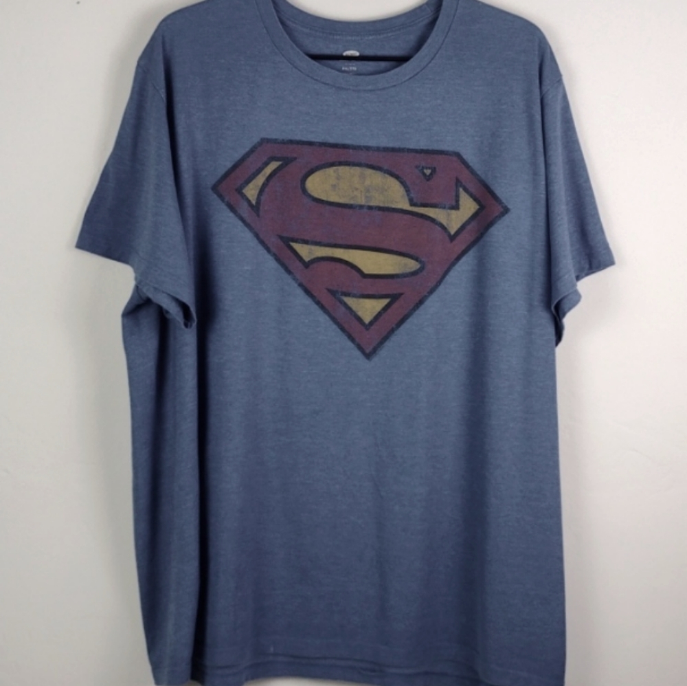 🌻3  For $15:Vintage Style Superman Logo Old Navy Faded-Jean-Blue Tee Shirt XXL